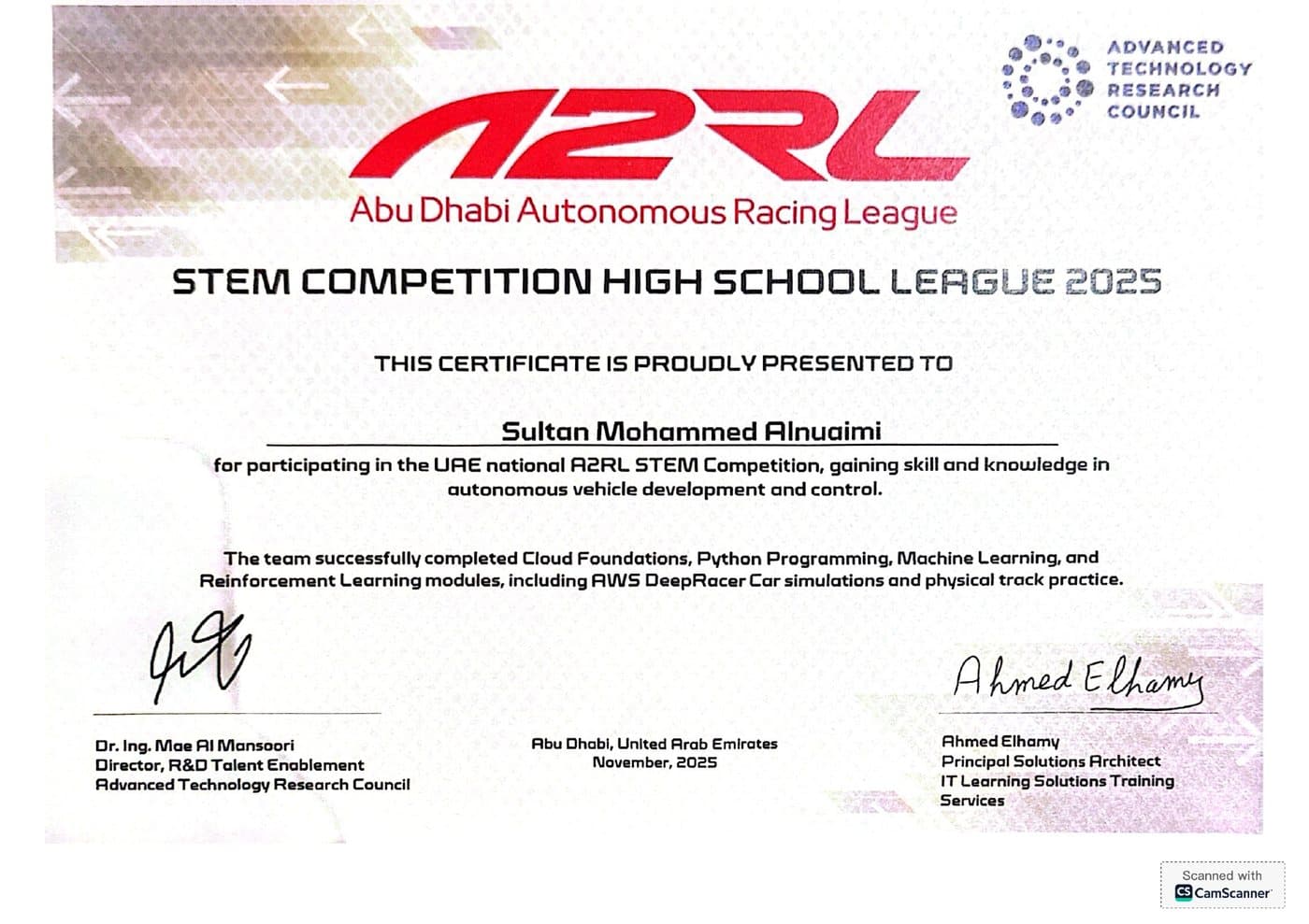 Abu Dhabi Autonomous Racing League (A2RL) — 4th Place