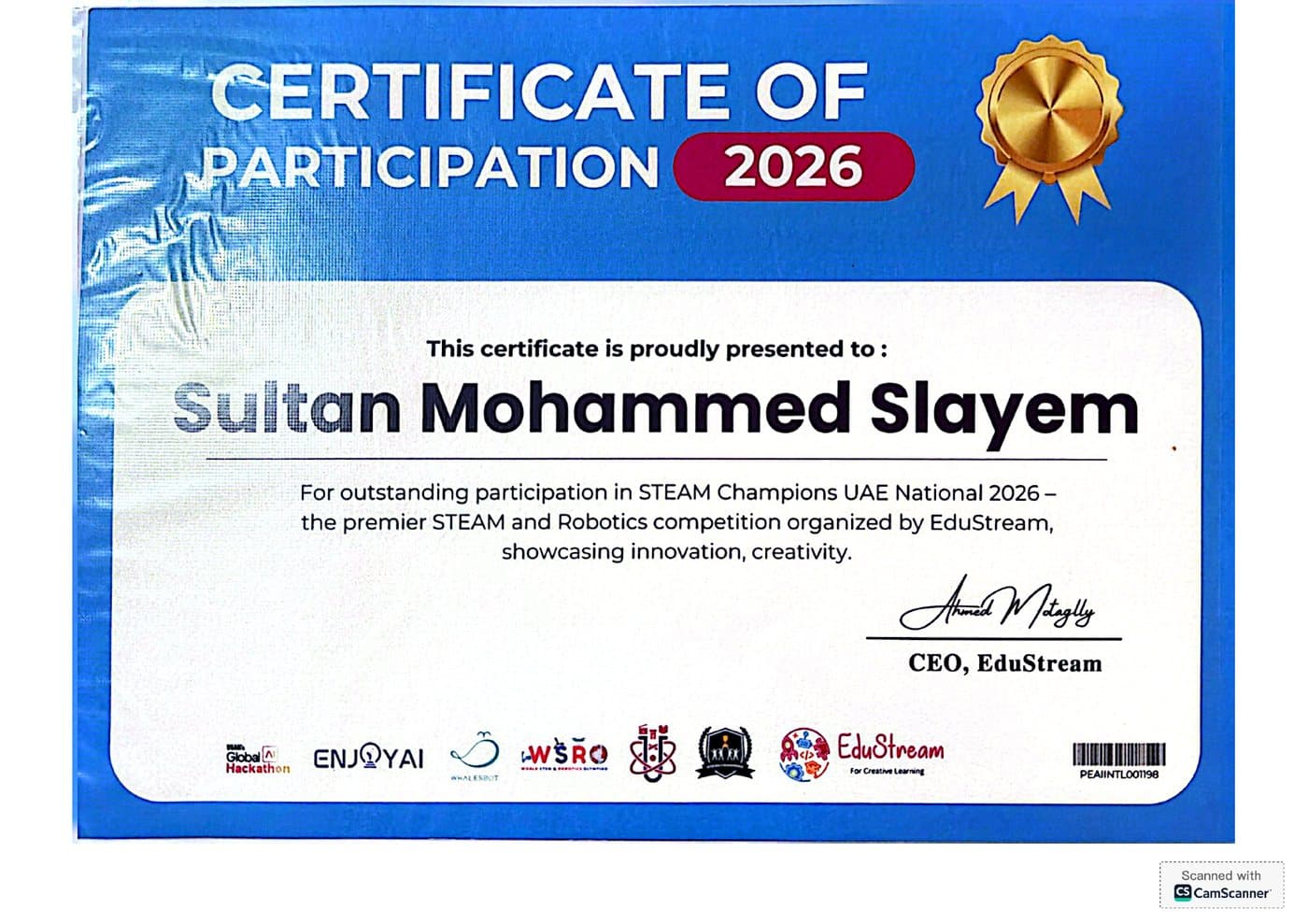 STEAM Champions UAE National — Certificate of Participation